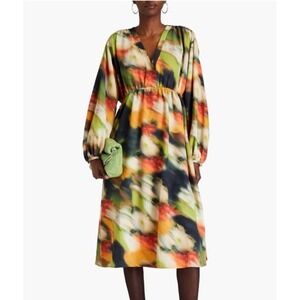 Stine Goya Veroma Floral Long Sleeve Midi Dress Flowers In Motion Size M NWT
